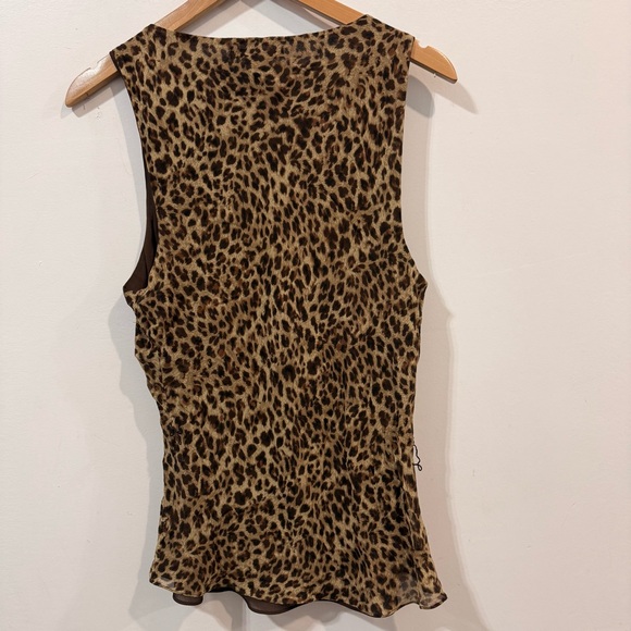 Lauren Ralph Lauren Silk Belted Animal Print Sleeveless V-Neck Tank Top Size 14 - Picture 3 of 6